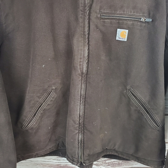 Carhartt Men's 3XL Brown Fleece Sherpa Lined Hooded Duck Canvas Jacket Coat - Picture 4 of 14